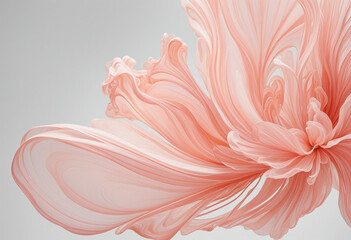 Wall Mural - an ethereal blend of coral pink and soft peach abstract blooming shape, isolated on a transparent background