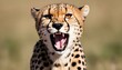 A Cheetah With Its Mouth Open Growling Softly Upscaled