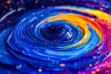 Blue Orange And Yellow Vortex Or Tunnel Formed By Liquid.