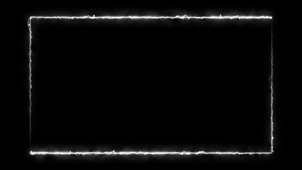 White electric laser effect neon glowing frame background repetitive motion animation Bright neon light effect isolated on black 4K graphics animation video