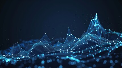 Poster - A 3D growth chart in dark blue. Business, financial, analytics concept. Low poly diagram that looks like starry skies.
