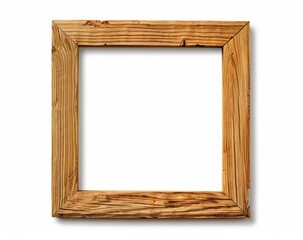 Wall Mural - wooden square frame on white background