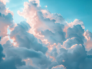 Wall Mural - The sky is filled with fluffy white clouds, creating a serene