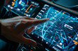 Close-up of a Hand Interacting with Advanced Car Navigation Touchscreen System