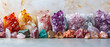 Array of colorful healing crystals, mystical energy and alternative medicine, the allure of geodes and minerals