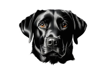 Wall Mural - Black silhouette of a Labrador dog's head, centered, high-quality stock illustration, isolated on white background, ultra-clear, ultra-realistic