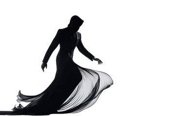 Wall Mural - Stygian silhouette, capturing the sharp angular contours of a male countenance, positioned center stage amidst a pristine, untainted white background, wisps of shadow flowing smoothly