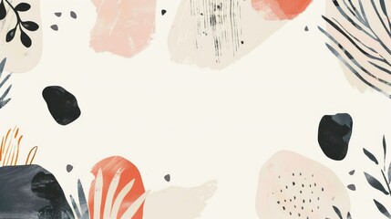 Wall Mural - Design template with hand drawn minimal organic shapes pattern. Print collage contemporary style.