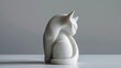 Elegant cat sculpture in minimalistic design carved from pristine marble