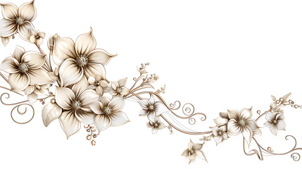 Wall Mural - Beautiful floral ornament in white background. Generative Ai