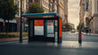 An empty street advertising bus stop mockup