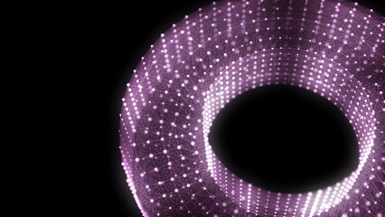 Aufkleber - Abstract color torus with connecting dots and lines. Wireframe technology torus. Big data visualization. 3d rendering.