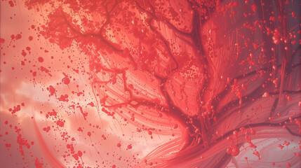 Wall Mural - Detailed view of a red and white abstract painting