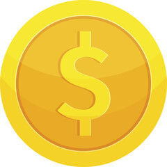 Canvas Print - Dollar coin symbol. Golden money cartoon symbol