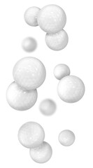 Poster - Many golf balls falling on white background