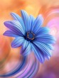 purple daisy flower in the style of colorful swirls, blue flower, swirling vortexes, dreamy color scheme
