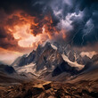 Dramatic clouds over a mountain range. 