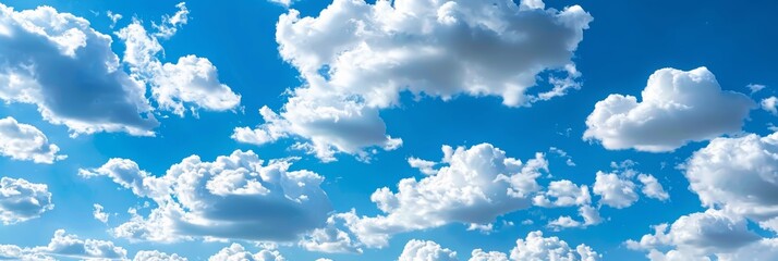 beautiful blue sky with white clouds, panorama