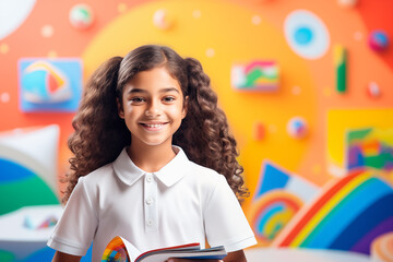 Wall Mural - Young child inside a playfull environment - school