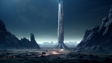 Wall Mural - otherworldly doric column on distant planet alien form