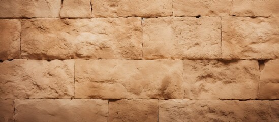 Canvas Print - Close-up of stone block wall with rich beige background