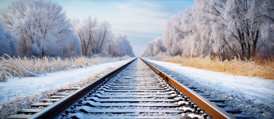 Poster - Train tracks surrounded by trees