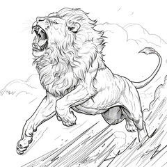 Wall Mural - Lion Illustration Sketch Style for Coloring Book