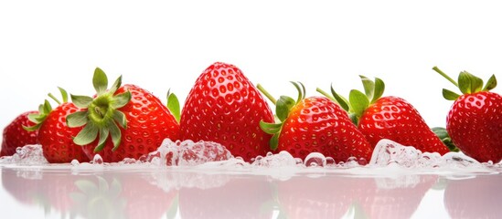 Poster - A group of strawberries on icy surface