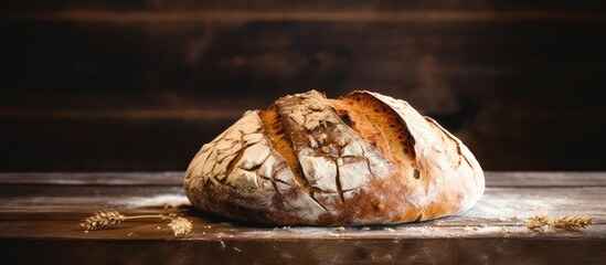 Sticker - Homemade bread loaf on wooden surface