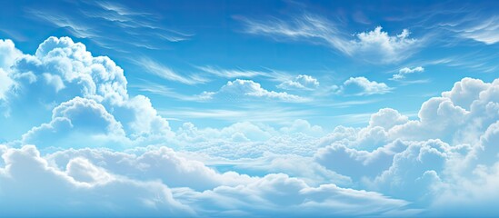 Canvas Print - A boat sailing on the water under a blue sky with fluffy clouds