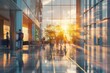 © Maryam - office interior with panoramic windows and beautiful lighting with blurred people