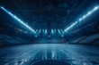Stade de Basketball Intérieur avec Gradins Vides et Éclairage Artificiel