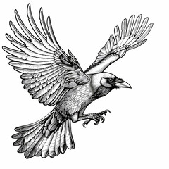 Wall Mural - Crow Flying Coloring Page Sketch