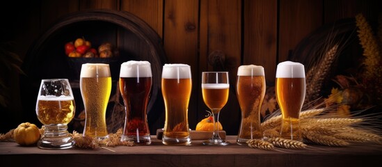 Aufkleber - Close-up of Table Featuring Variety of Beer Glasses