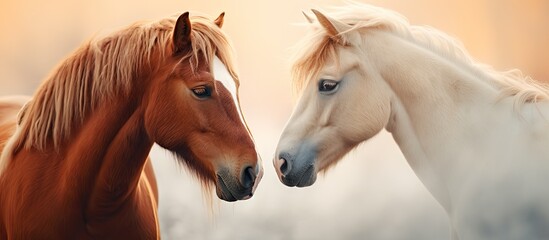 Aufkleber - Horses grazing under a colorful sunset