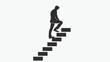 Man climbing up the stairs icon vector illustration 