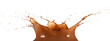 Close up of milk chocolate crown shaped splash isolated on white background.