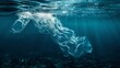 Transparent plastics entwined in the ocean's embrace, a somber sight