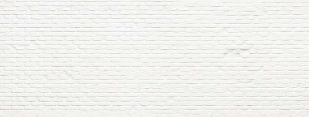 Wall Mural - white brick wall, light texture of brickwork painted whitish