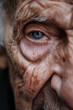 Close Up of an Elderly Man's Eye Full of Stories Generative AI