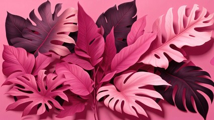 Abstract Pink mix Black Foliage Leaf Patterns
