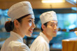 A close-up shot of a Japanese chefs