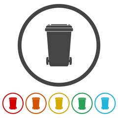 Wall Mural - Rubbish bins for recycling icon. Set icons in color circle buttons