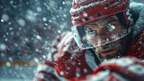 Fototapeta Miasto - Portrait of hockey player.
