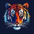 A striking and colorful flat illustration of a fierce tiger in a vector logo, capturing the essence of strength and beauty.