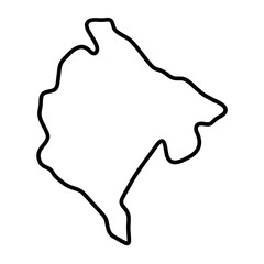Sticker - Montenegro country simplified map. Thick black outline contour. Simple vector icon