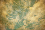 Fototapeta Sawanna - Blue cloudy sky background in vintage style..