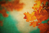 Fototapeta Sawanna - Autumn leaves over old paper. Perfect grunge fall background..