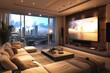 Big Tv In A Living Room. Elegant living room with big tv screen.