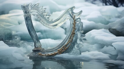 Wall Mural - Ice-made Greek lyre its music crystallizes air into stunning ice art